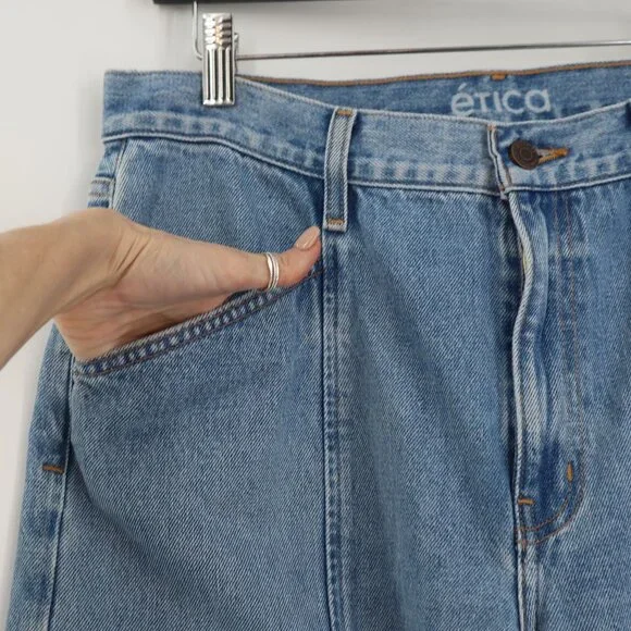 NEW Etica Pax Mid-rise Cargo Jeans Womens Y2K Cropped Zip Fly High Rise Casual - Picture 9 of 10